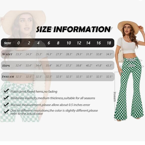 Bell Bottom Jeans for Women High Waisted Stretch Plaid Flare Jeans Denim Bootcut - Picture 4 of 4